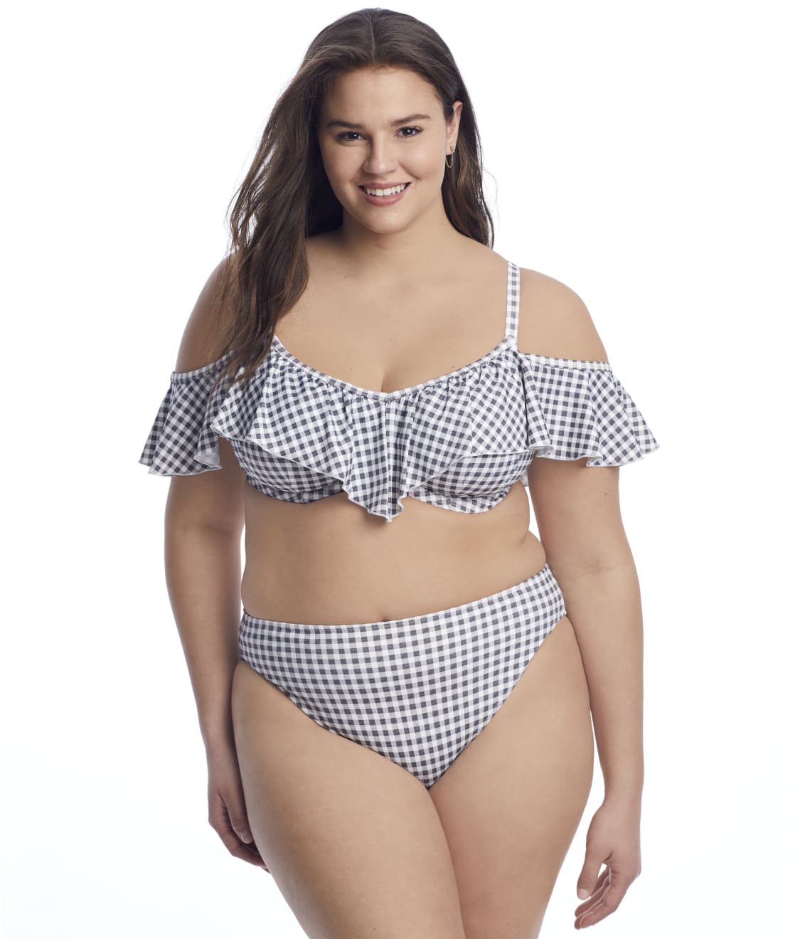 Plus Size Checkmate Ruffle Underwire Bikini Top