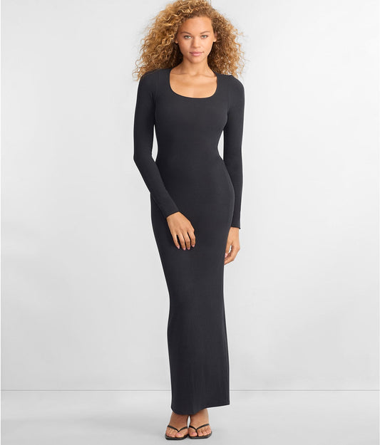 Ribbed Knit Tie-Back Lounge Dress