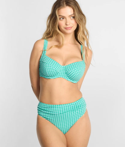 Gingham Midi Gather Bikini Bottom