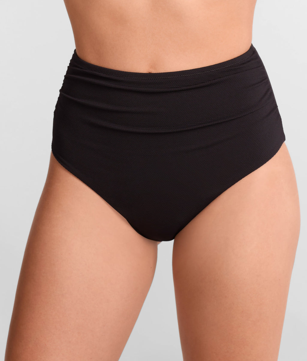 Amalfi Ruched High Waist Cheeky Bikini Bottom