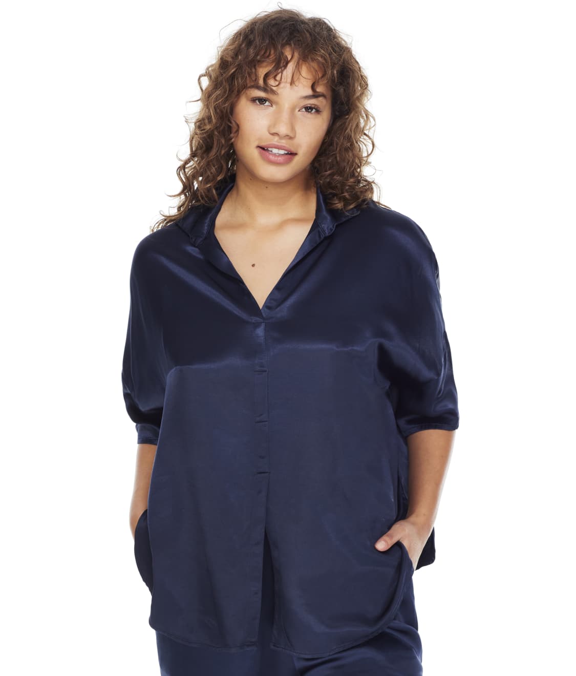 Fran Satin Notch Collar Pajama Top