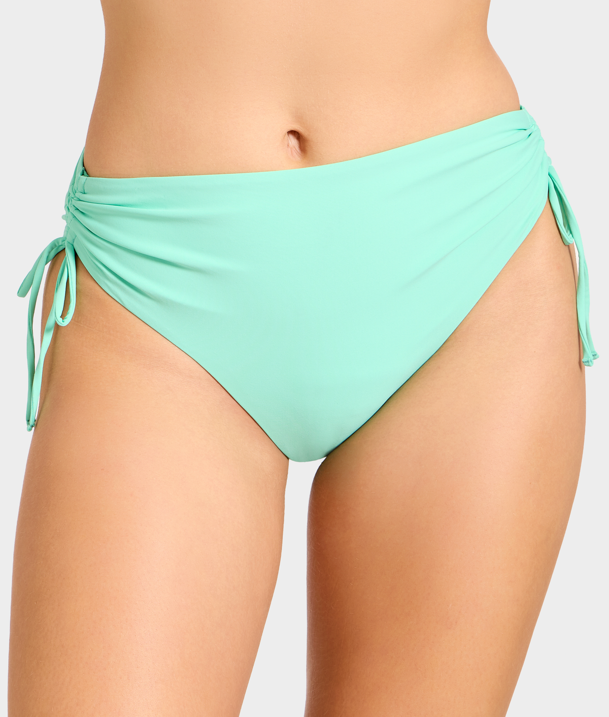 Adjustable Side Shirring High-Waist Bikini Bottom