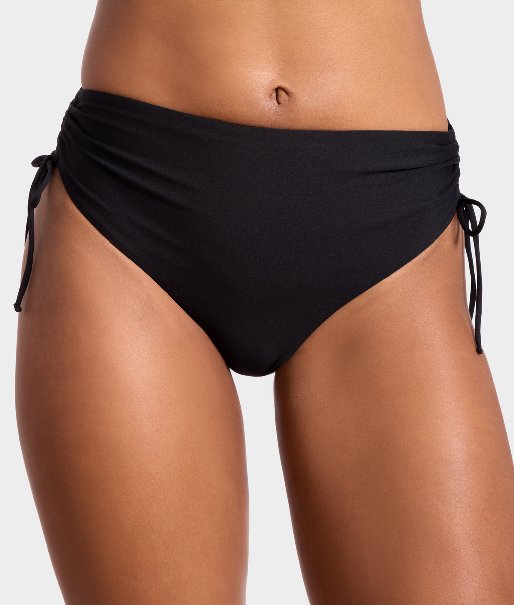 Adjustable Side Shirring High-Waist Bikini Bottom