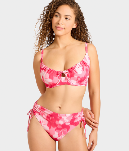 Adjustable Side Shirring High-Waist Bikini Bottom