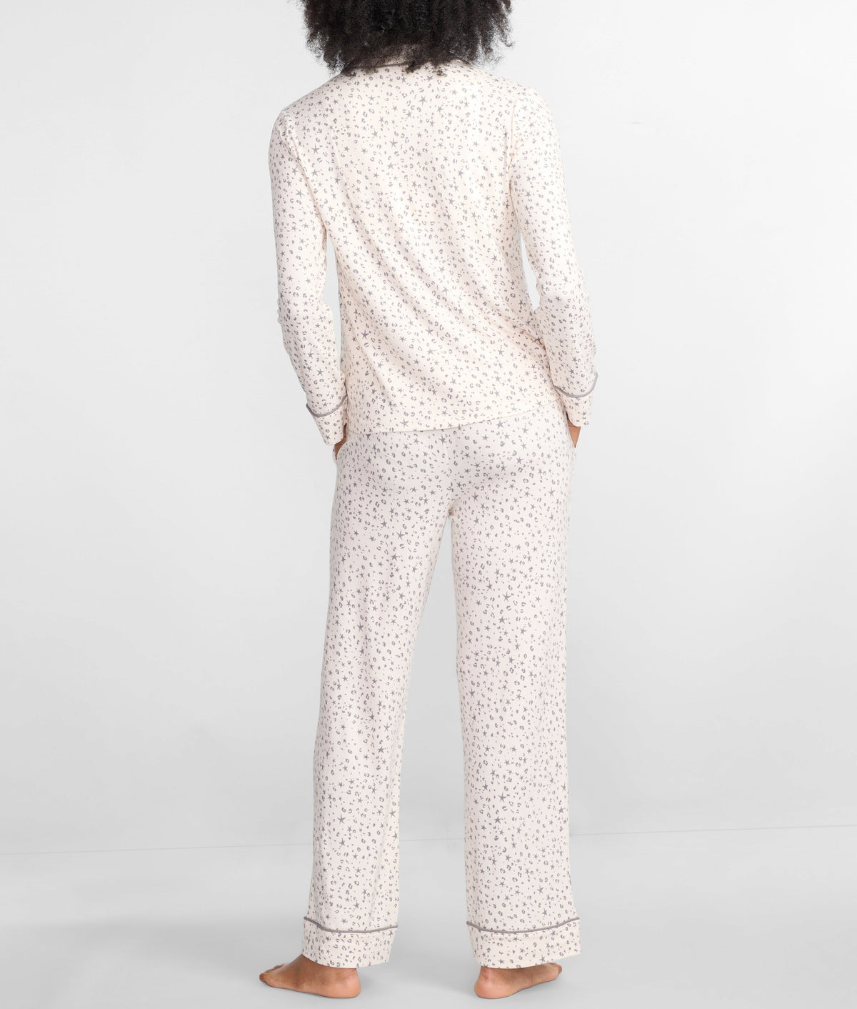 Notch Collar Woven Pajama Set