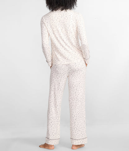 Notch Collar Woven Pajama Set