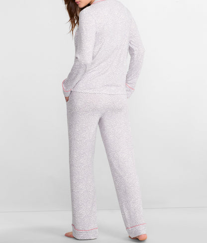 Notch Collar Woven Pajama Set