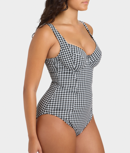 Gingham Paloma Underwire Balcony One-Piece Swimsuit