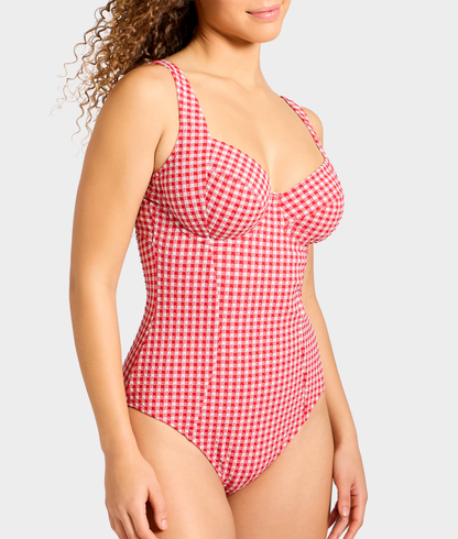 Gingham Paloma Underwire Balcony One-Piece Swimsuit