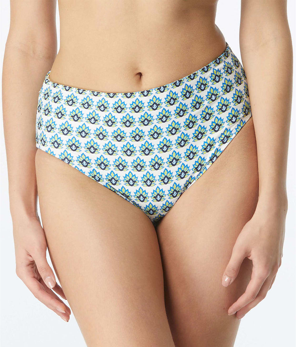 Grecian Tile Verso High-Waist Reversible Bikini Bottom